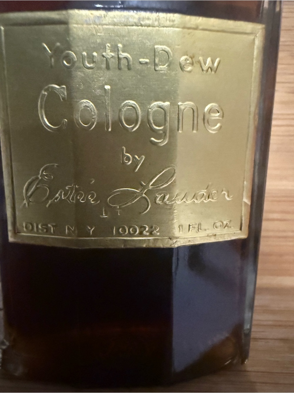 Vintage Youth-Dew Cologne by Estée Lauder - Gold Label Amber Bottle one ounce
